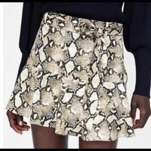 Zara Basic skirt snake/python print fit flare tie waisted skirt mini size M